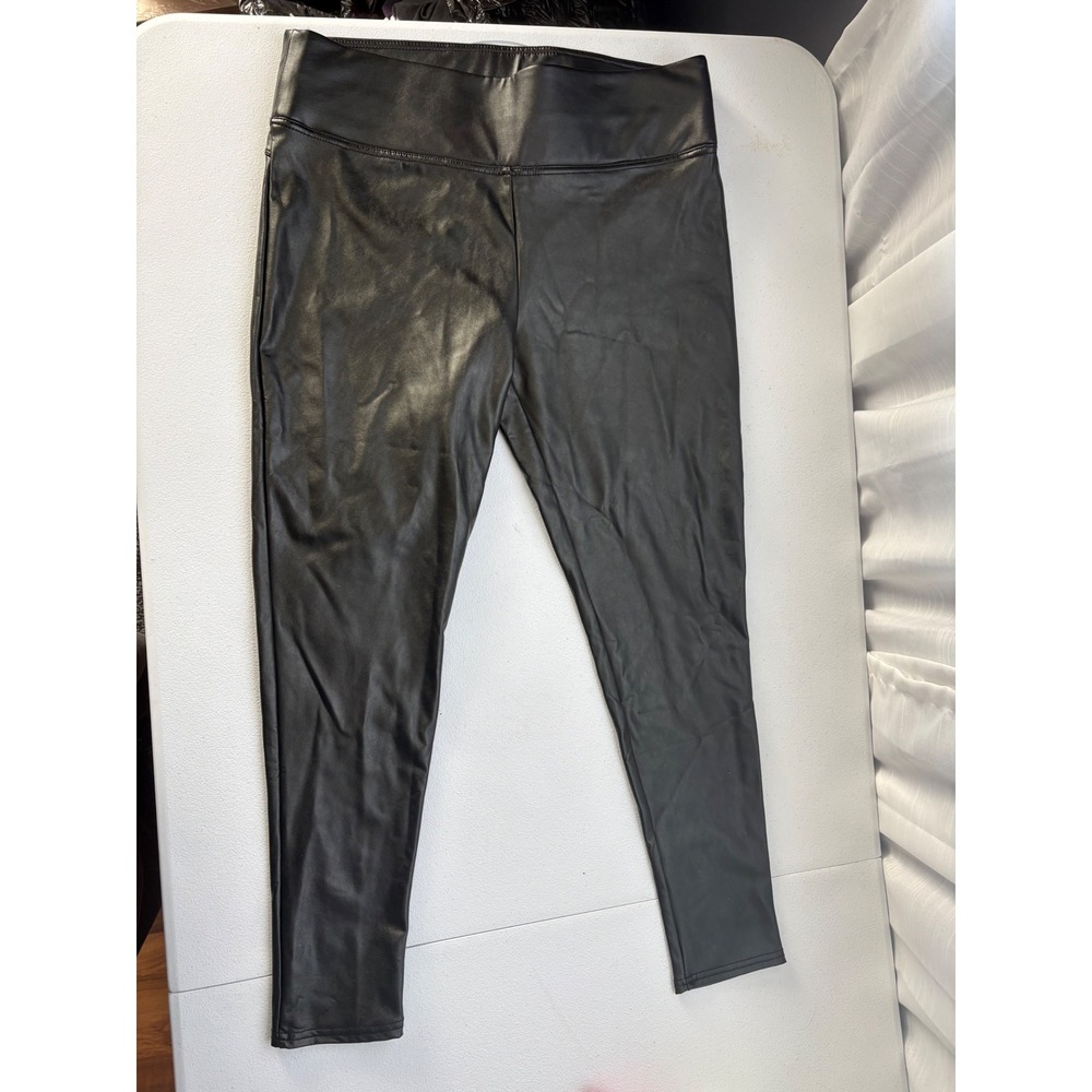 Vince Camuto Womens Black‎ Faux Leather High Rise Leggings Size L RN51323